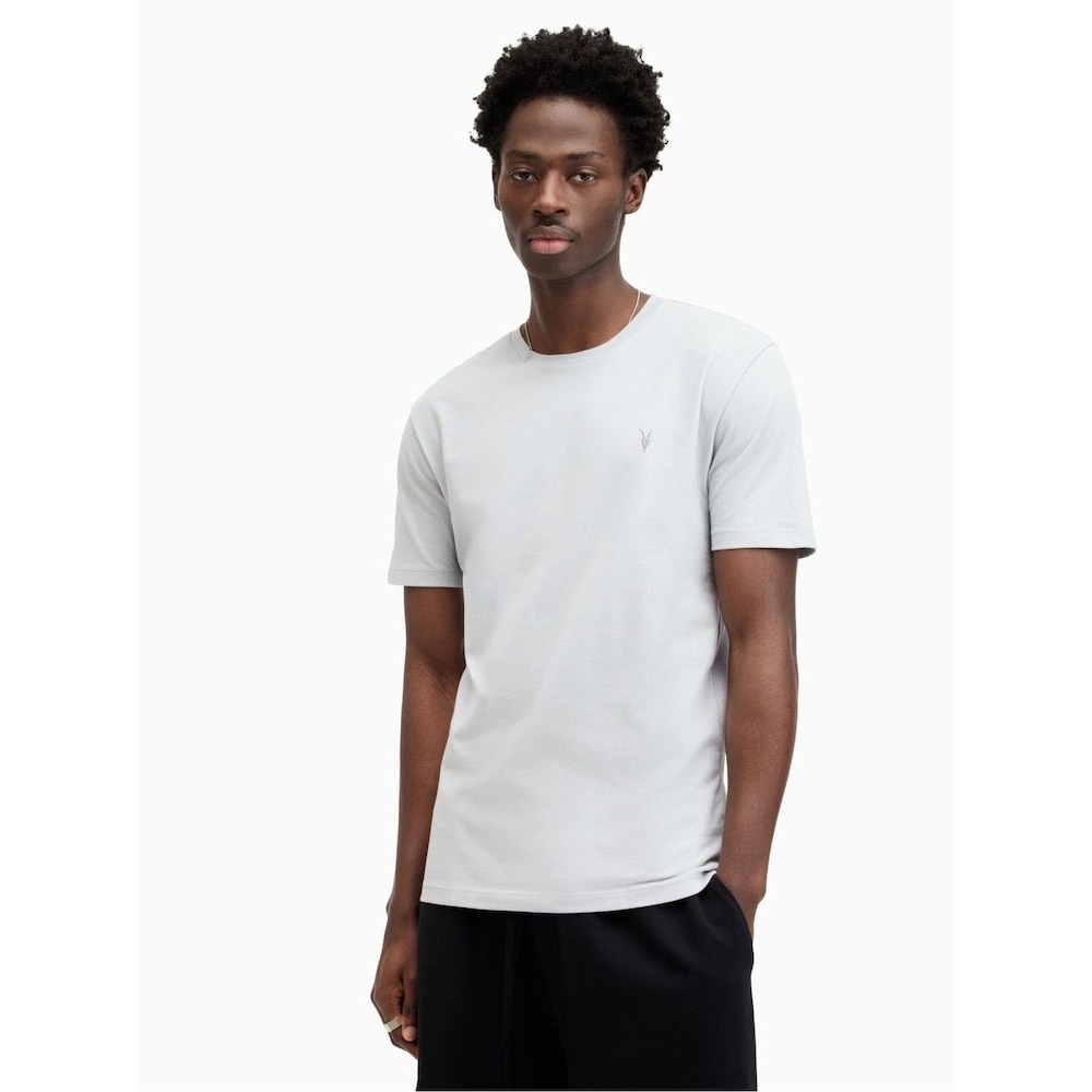 AllSaints Mens Brace SS Crew Grey Cotton‎ Ramskull Logo T-Shirt MD277W XL